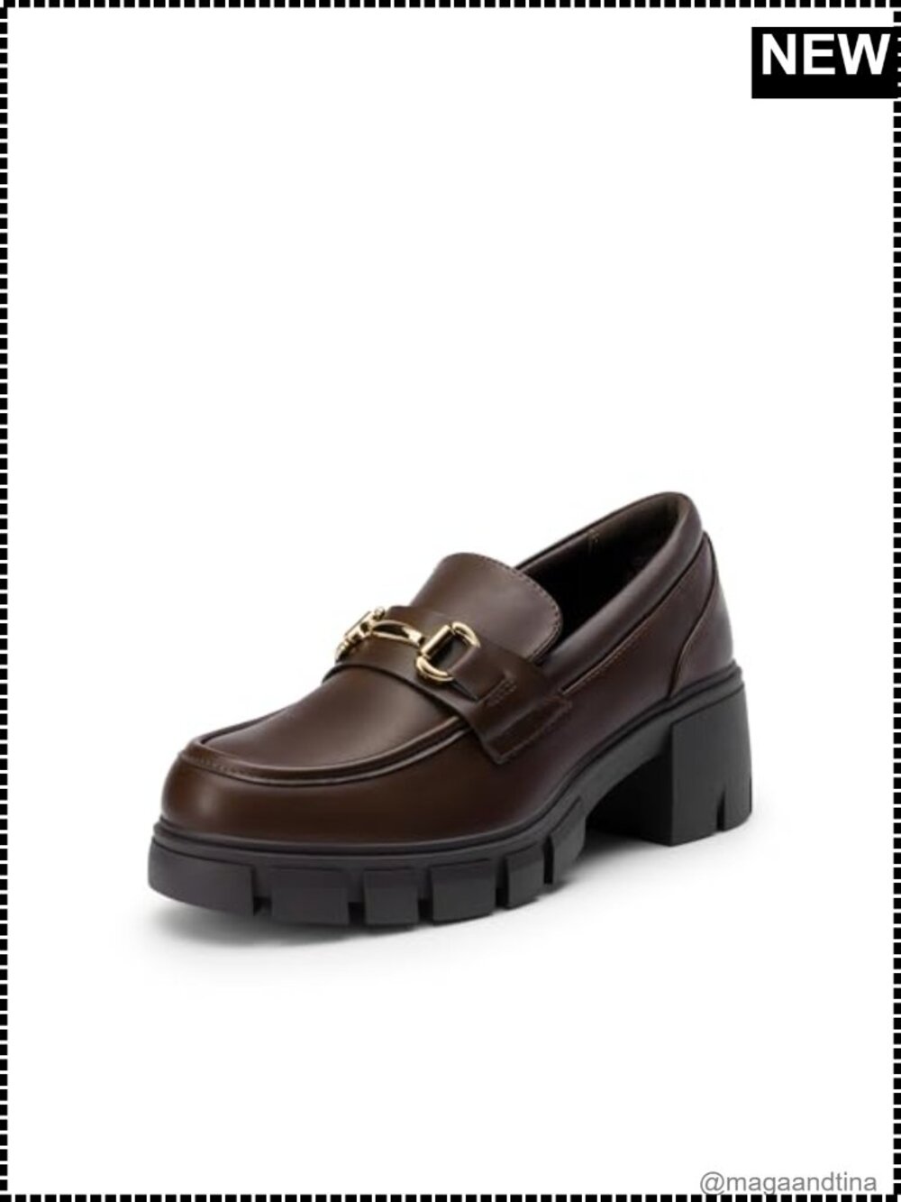Platform Chunky Loafers Faux Leather Cushioned Slip-On Dress Shoes